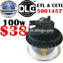 DLC ETL 5 anos de garantia alta baía fábrica baixo preço IP65 UFO levou alta baía de luz 100w 150w 200w ufo alta baía com refletor